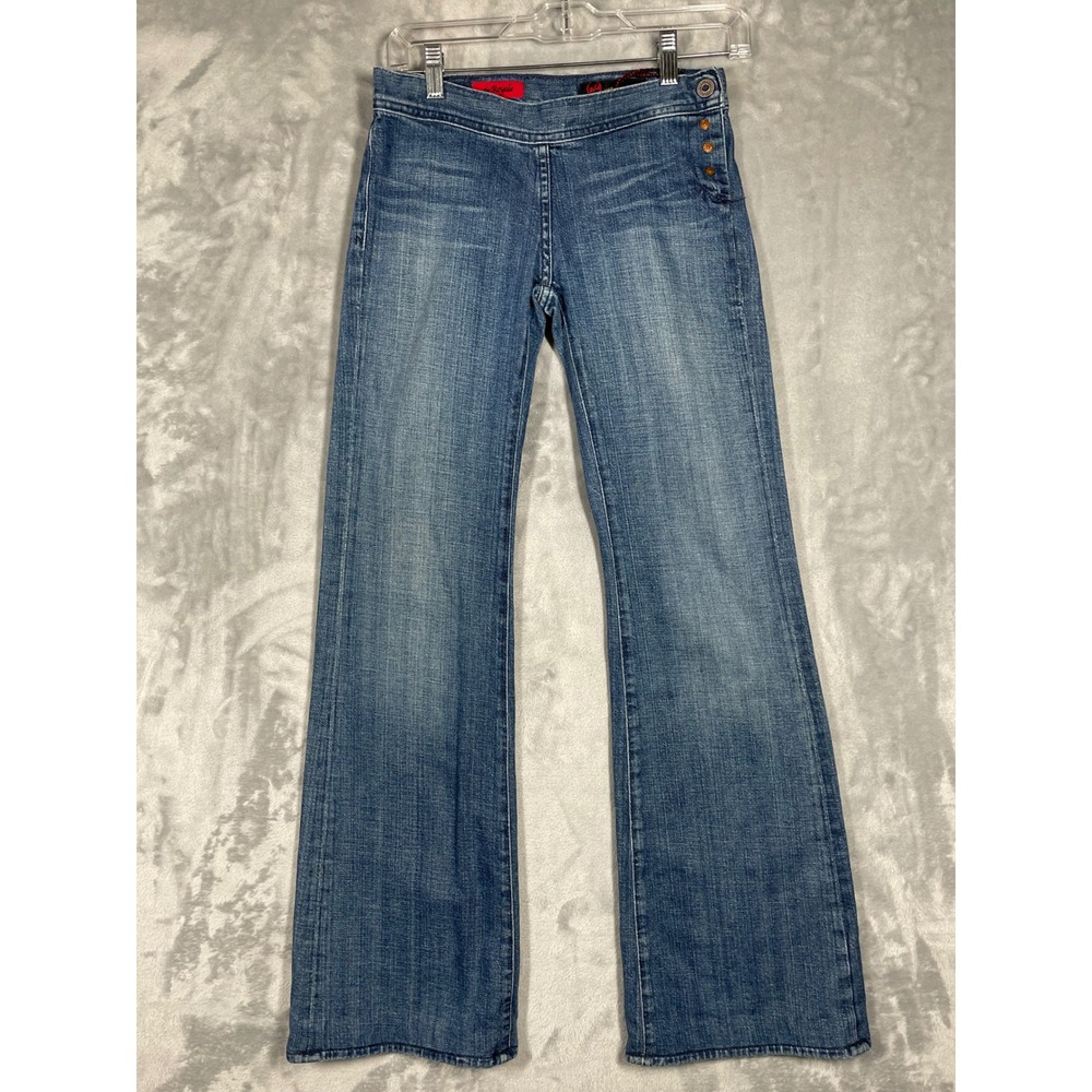 AG Adriano Goldschmied The Royale Flare Jeans Blue Medium Wash Side Button 24R